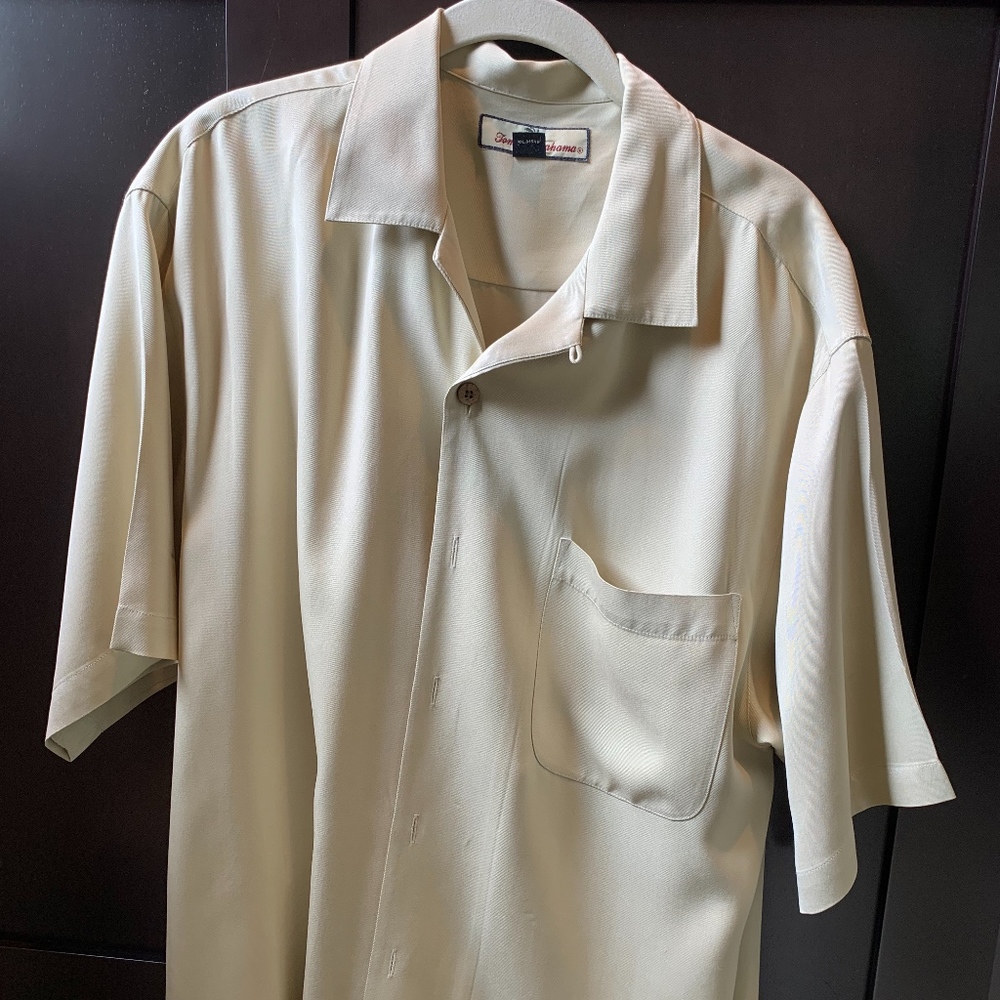 Tommy Bahama Tan Camp Shirt 100% Silk S